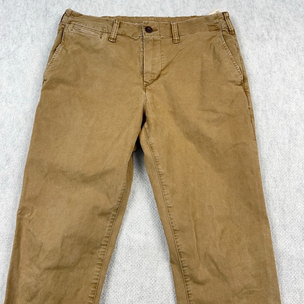 American Eagle Pants Men 32x34 Brown Khaki Chino Slim Fit Straight Leg Dress - Picture 4 of 13